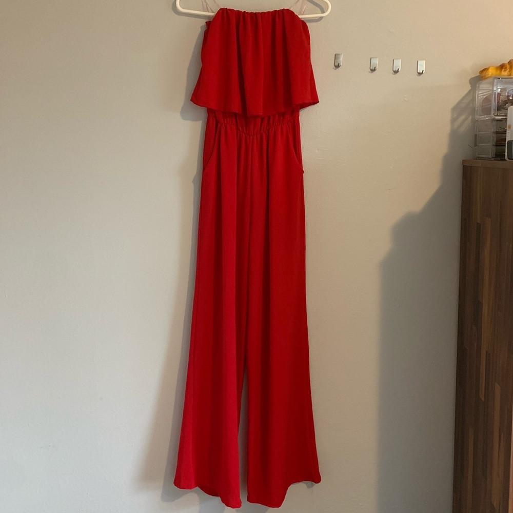 Strapless Red Jumpsuit